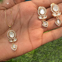 Royal Kundan Jewellery Elegant Polki Kundan Chain Pendant Set for Women