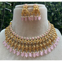 Royal Kundan Jewellery Grand Pota Stone And Beads Meenakari Choker Necklace Set