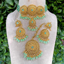 Royal Kundan Jewellery Gold Plated Crystal Stone And Beads Choker Necklace Set