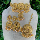 Royal Kundan Jewellery Gold Plated Crystal Stone And Beads Choker Necklace Set