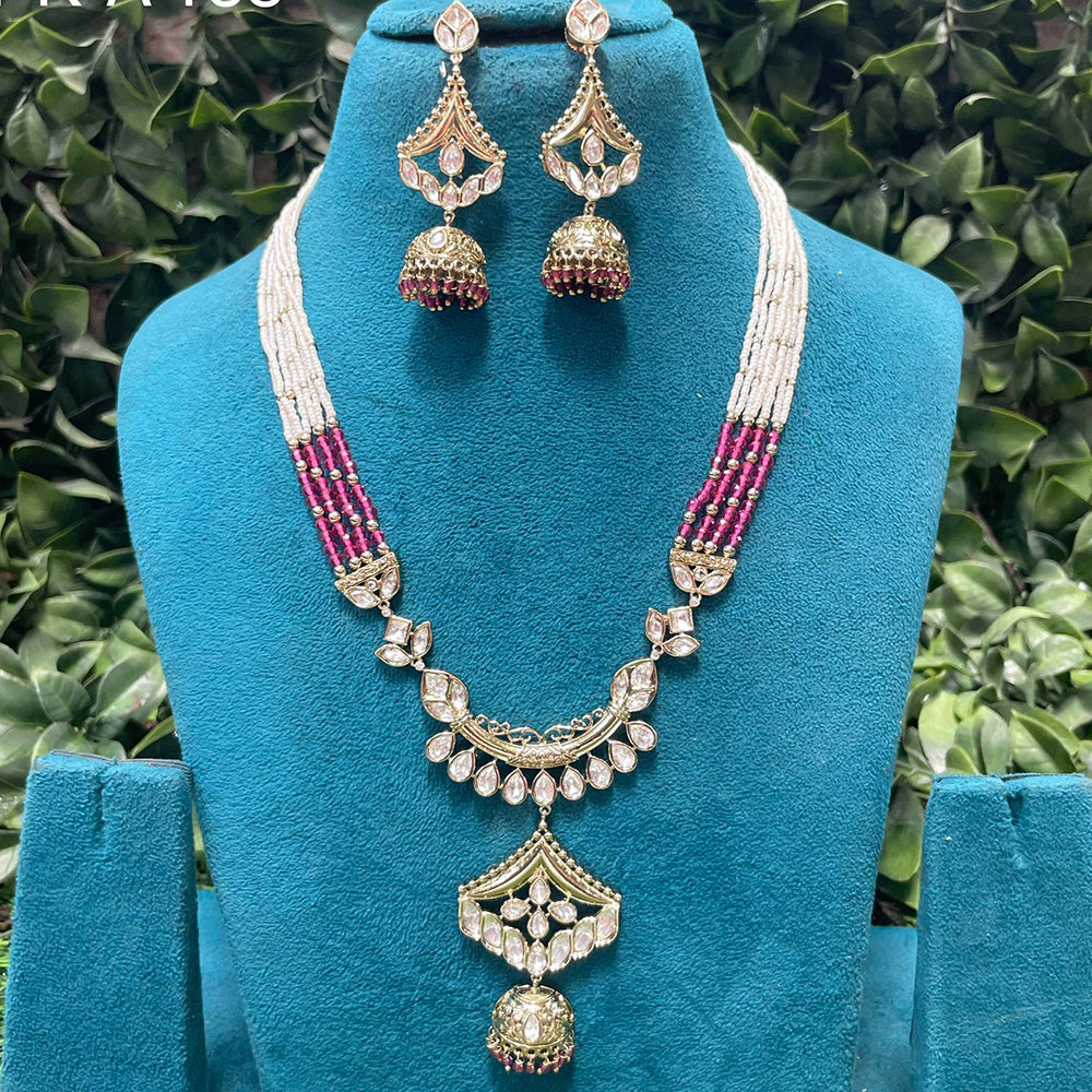 Royal Kundan Jewellery Designer Polki Kundan Stone And Pearl Necklace Set