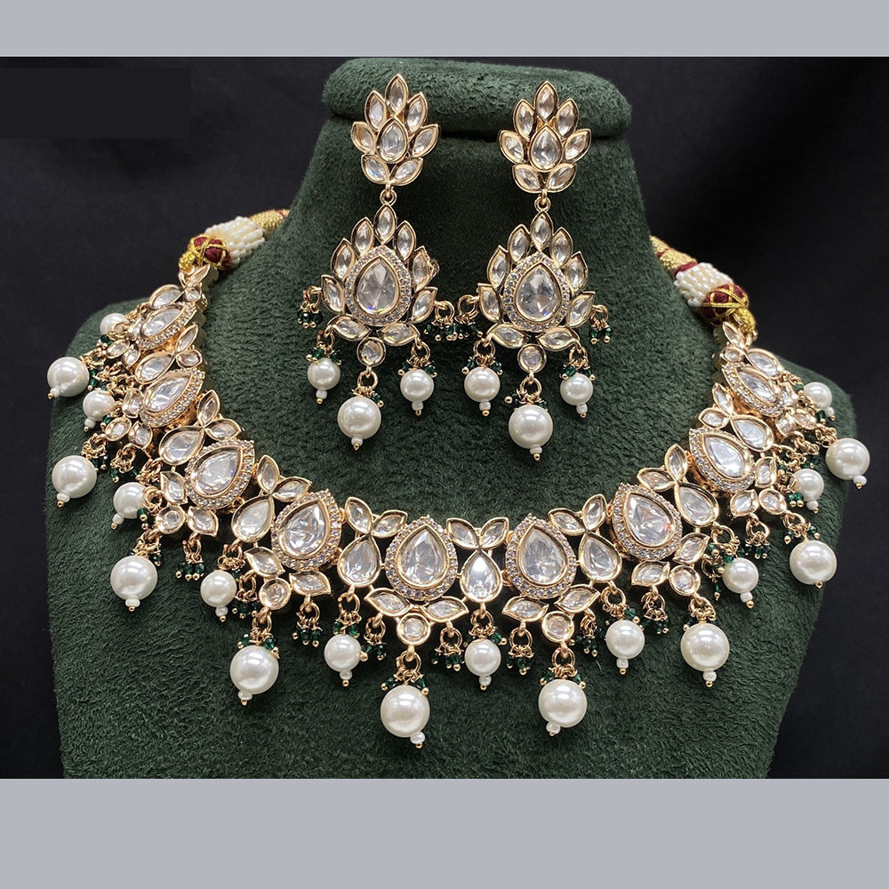 Royal Kundan Jewellery Grand Polki Kundan Stone Pearl And Beads Neckalce Set