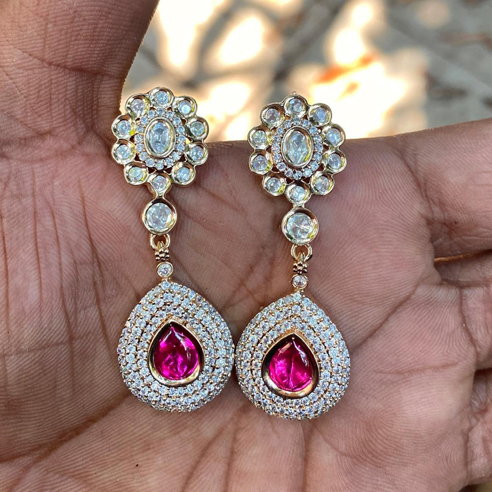 Royal Kundan Jewellery Royal Look Polki Kundan Stone Dangler Earrings