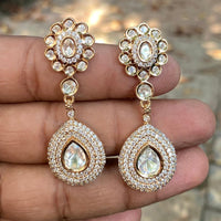 Royal Kundan Jewellery Royal Look Polki Kundan Stone Dangler Earrings