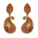 Hania Jewels Gold Plated Pearl Meenakari Dangler Earrings