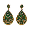 Hania Jewels Gold Plated Kundan Stone And  Pearl Meenakari Dangler Earrings
