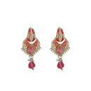Hania Jewels Gold Plated Austrain Stone And Pearl Dangler Earrings