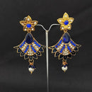 Hania Jewels Gold Plated Austrain Stone And Pearl Dangler Earrings
