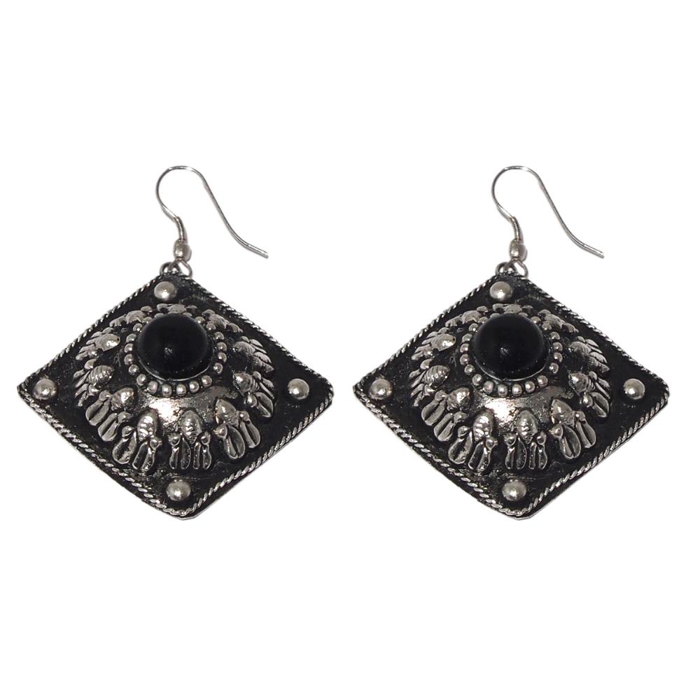 Hania Jewels Oxidised Plated Dangler Earrings