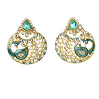 Hania Jewels Gold Plated Austrain And Kundan Stone Dangler Earrings