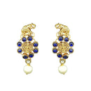 Hania Jewels Gold Plated Austrain Stone Temple Dangler Earrings