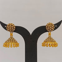 Dariyalal Sales Gold Plated Pota Stone Jhumki Earrings