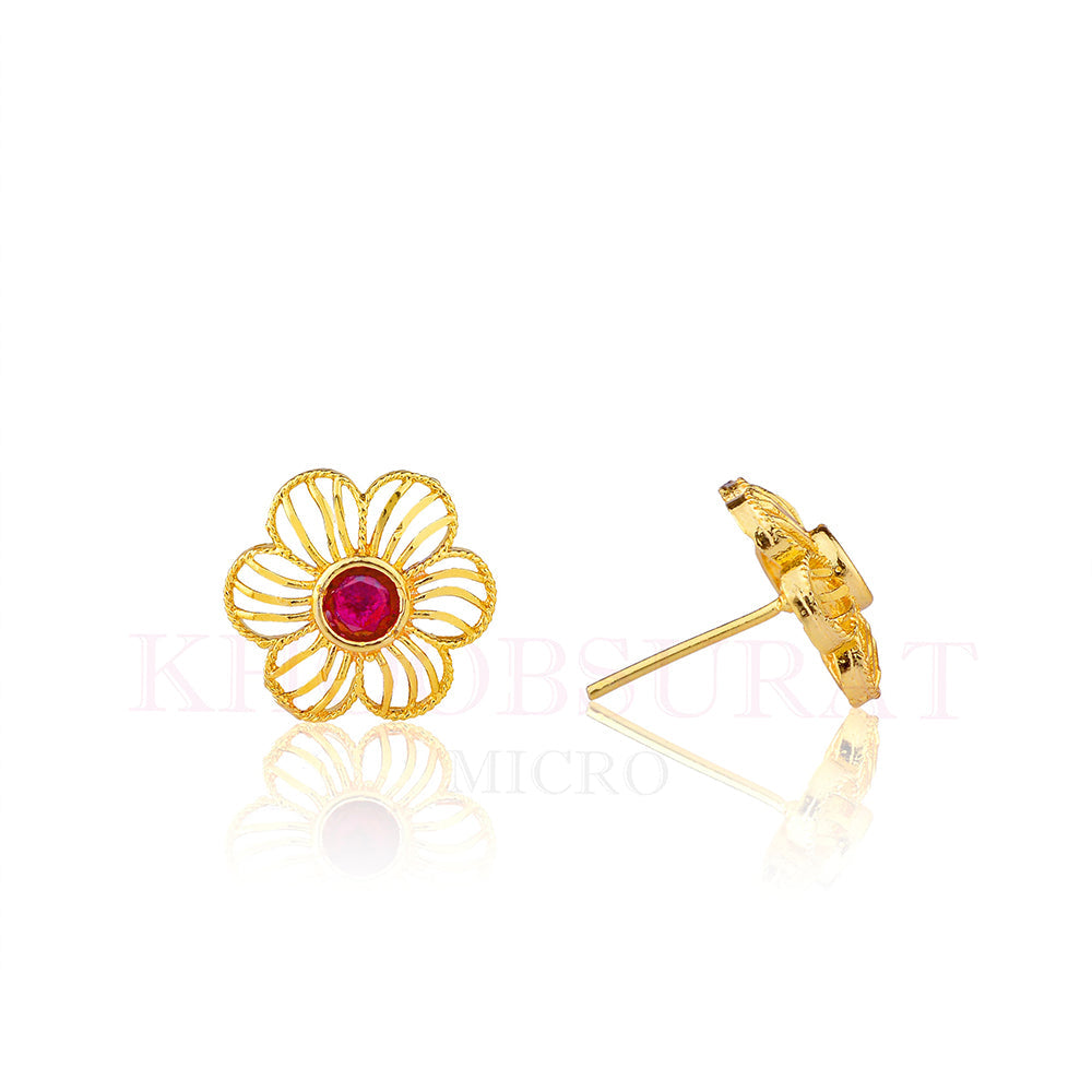 Dariyalal Sales Gold Plated Pota Stone Stud Earrings