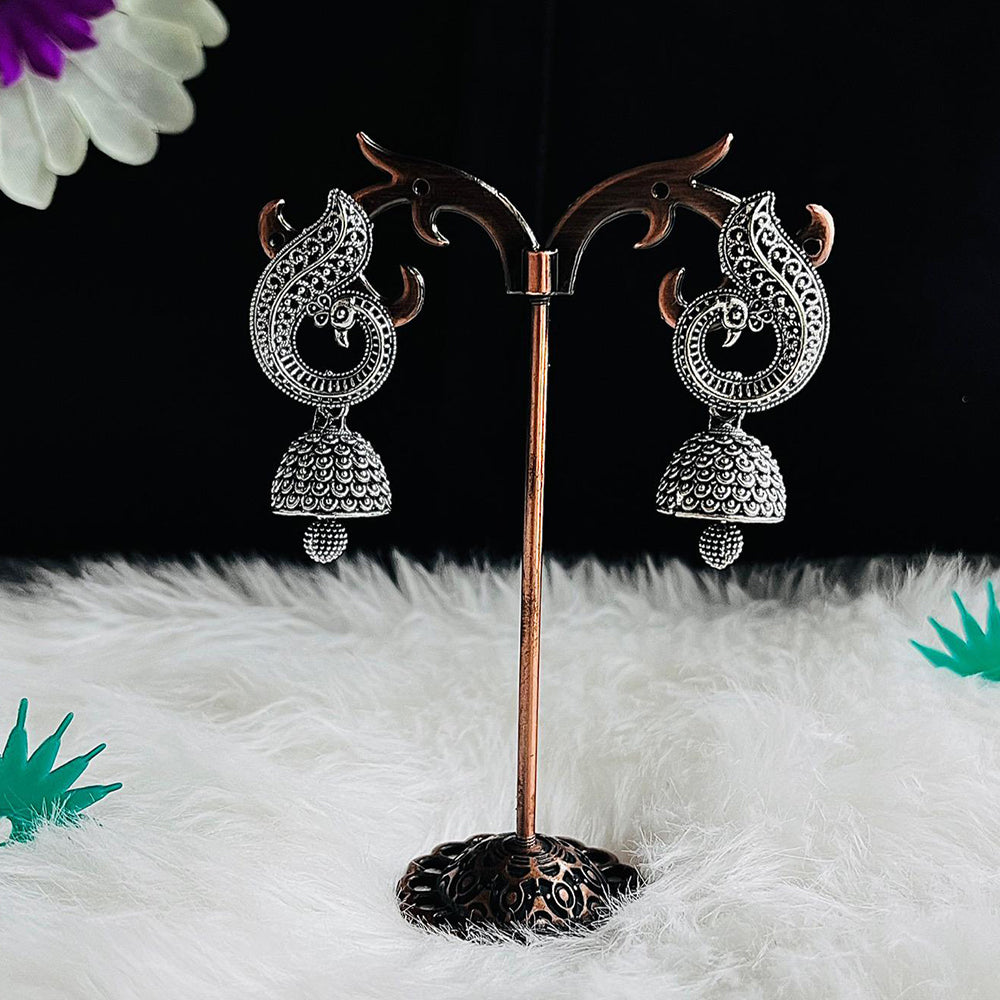 VM Imitation Vintage Look Oxidised Plated Jhumki Earrings