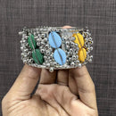 VM Imitation Oxidised Plated Shell Motif Pearl Openable Bracelet