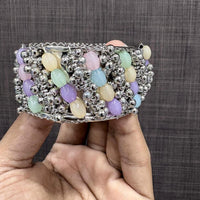 VM Imitation Oxidised Plated Disco Pearl Beads Openable Bracelet