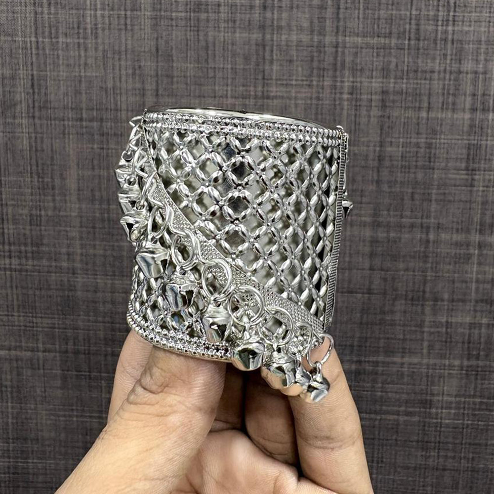 VM Imitation Oxidised Plated Antique Ghungroo Openable Bracelet