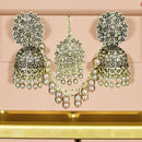 VM Imitation Ethnic Sparkling Austrian Stone And Pearls Jhumki Earrings