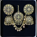VM Imitation Ethnic Sparkling Austrian Stone And Pearls Jhumki Earrings