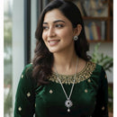 VM Imitation Fancy Crystal Stone And Pearl Statement Necklace Set