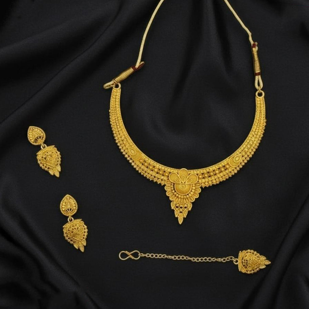 VM Imitation Royal Antique Gold Plated Necklace Set