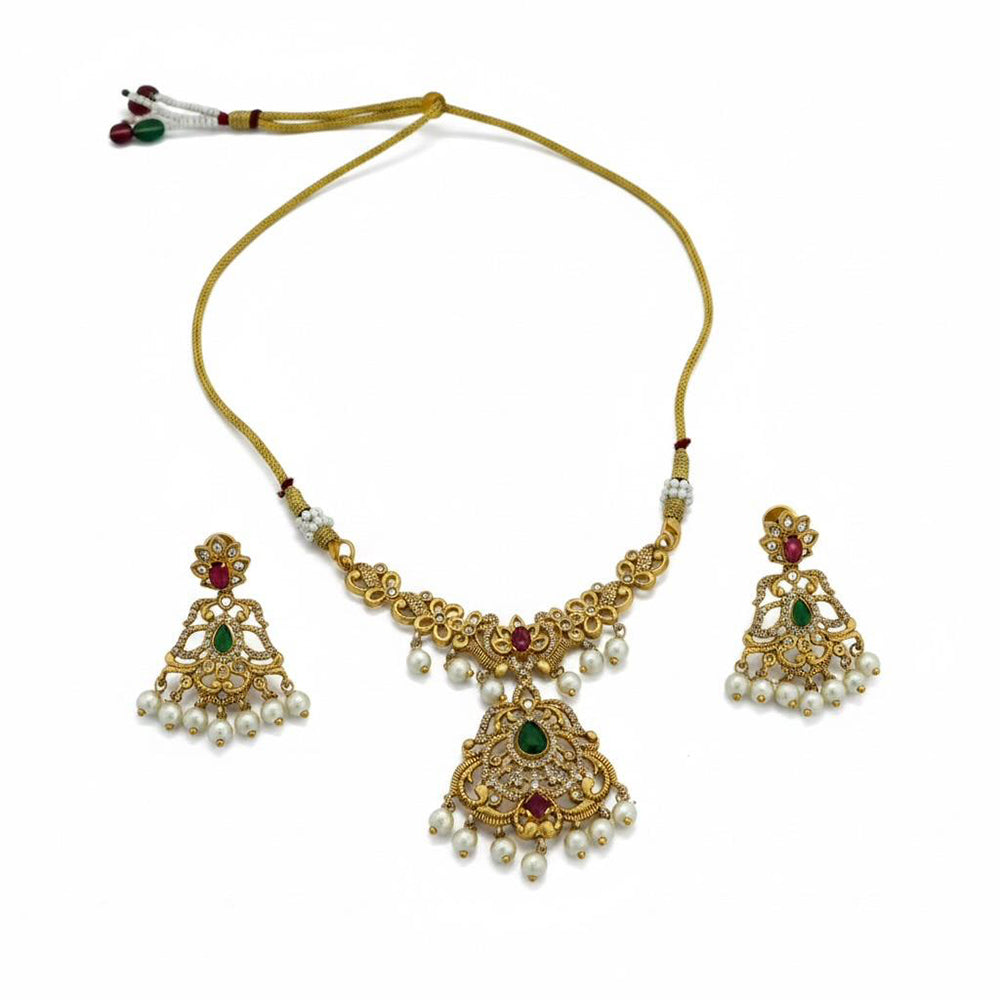 VM Imitation Fancy Austrian Stone And Pearl Statement Necklace Set