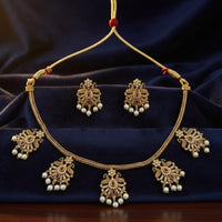 VM Imitation Fancy Austrian Stone And Pearl Statement Necklace Set
