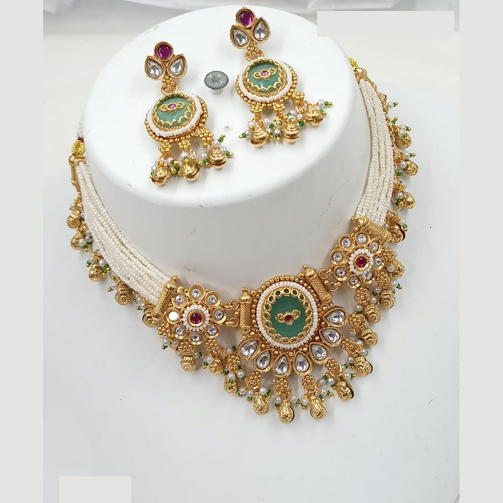 NAFJ Royal Pota Stone And Pearl Choker Necklace Set