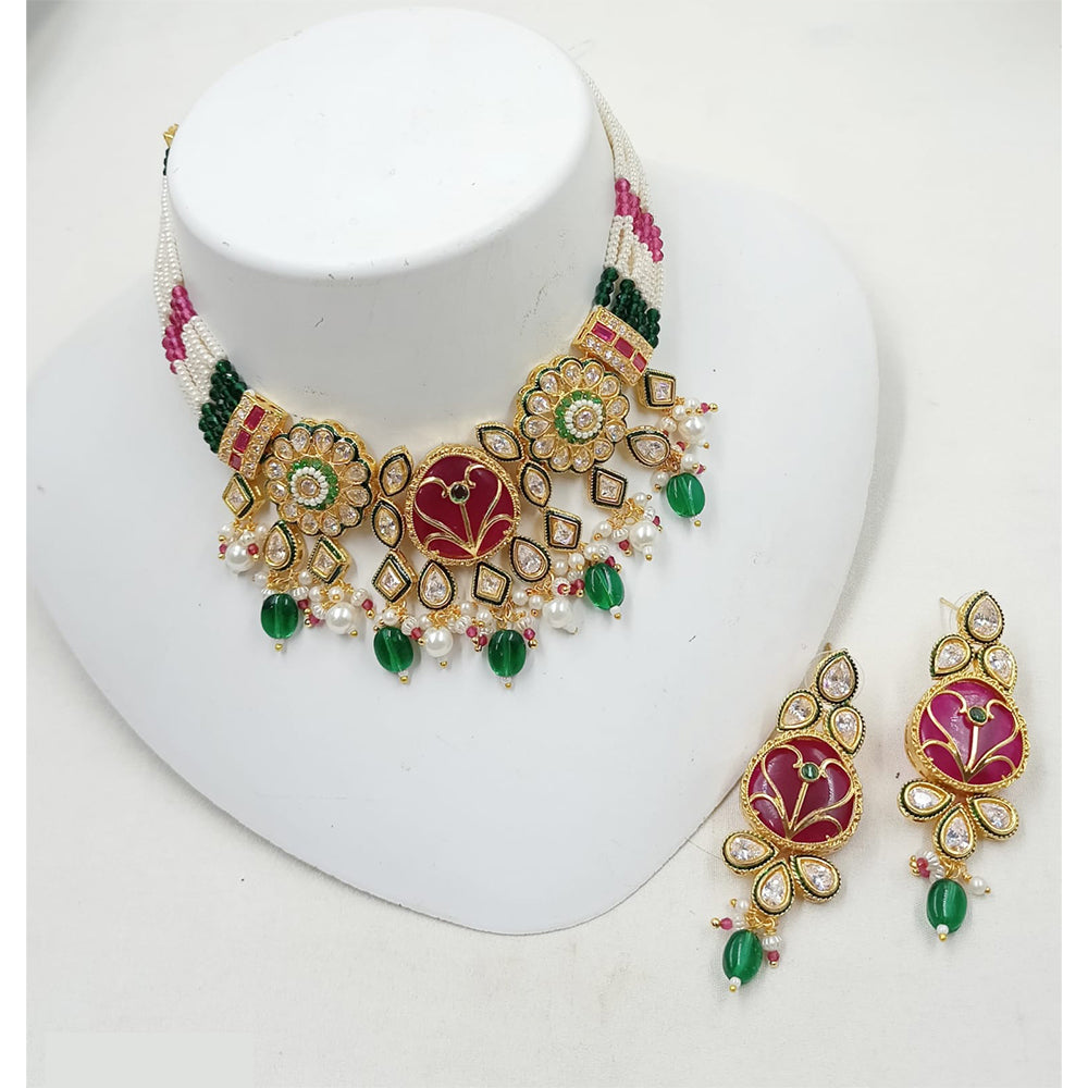 NAFJ Royal Pota Stone And Pearl Choker Necklace Set