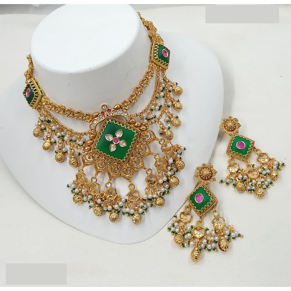NAFJ Royal Pota Stone And Pearl Choker Necklace Set