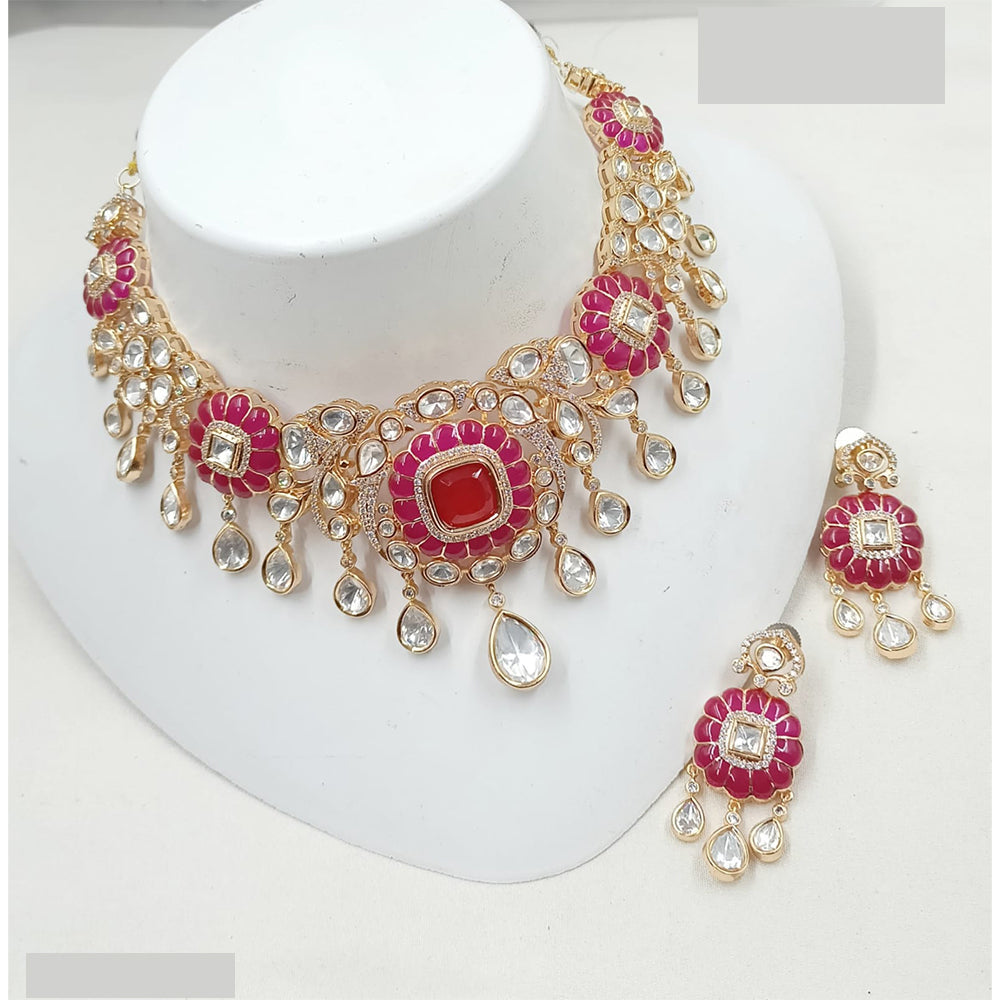 NAFJ Royal Heritage Polki Kundan Stone Choker Necklace Set
