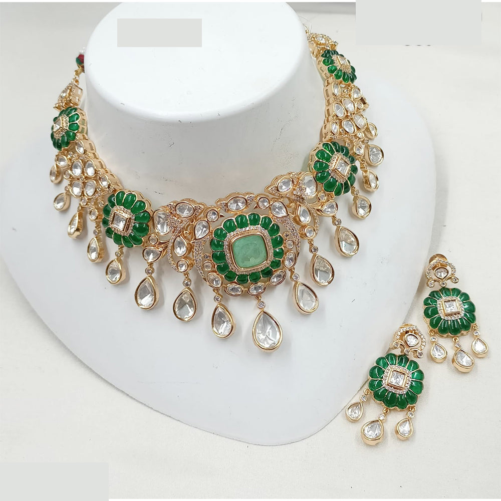 NAFJ Royal Heritage Polki Kundan Stone Choker Necklace Set