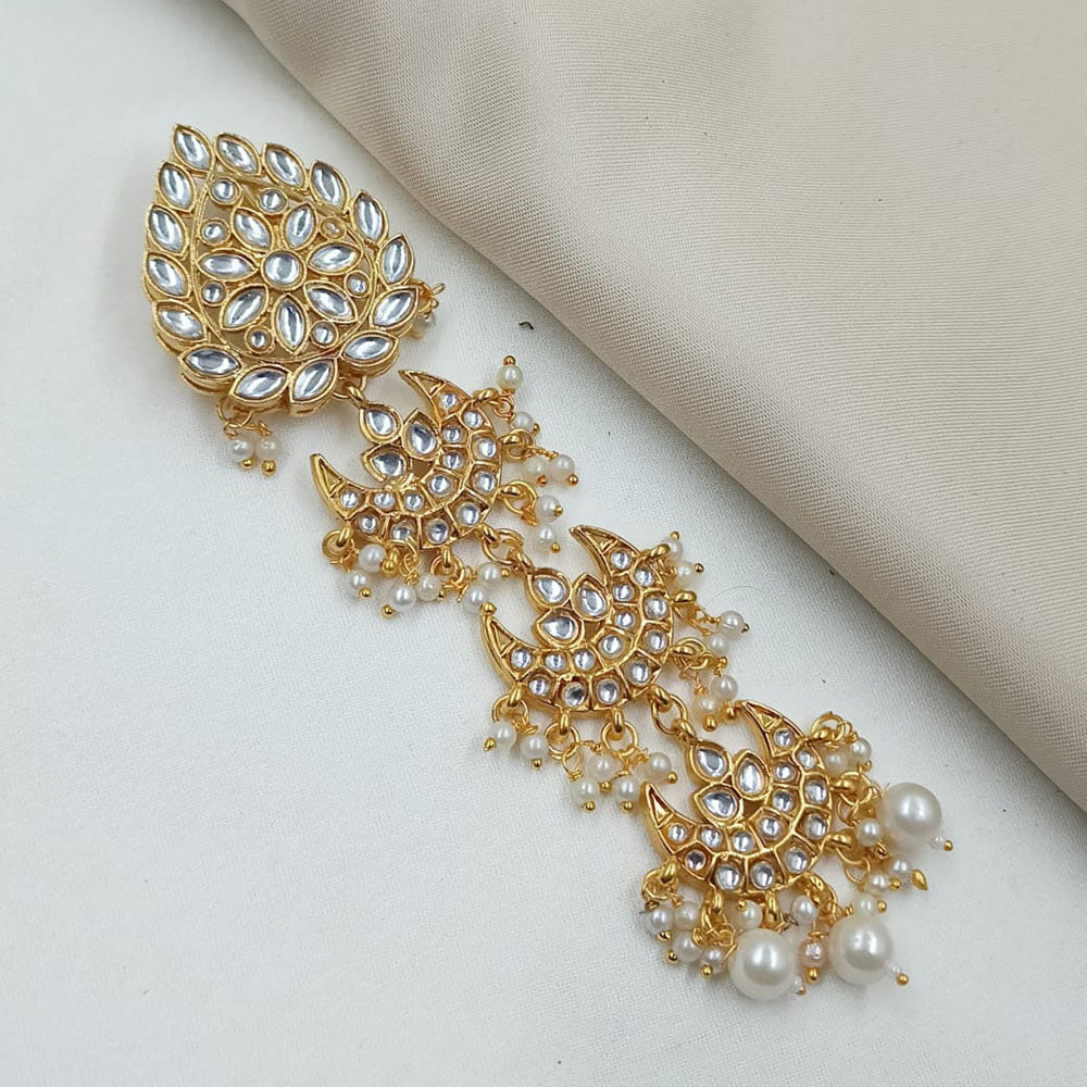 NAFJ Classic Indian Kundan Stone Pearl Hair Ornament