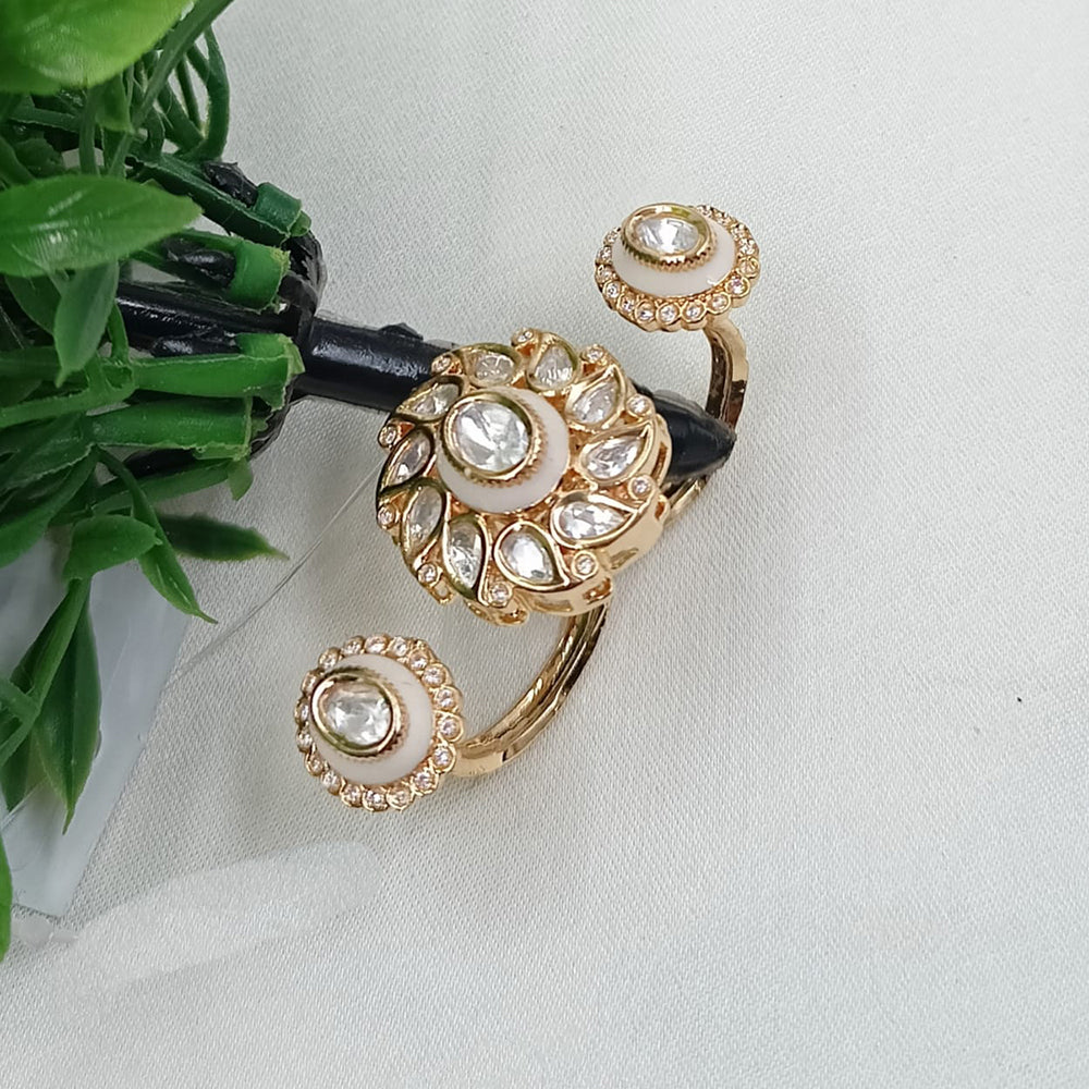 NAFJ Premium Polki Kundan And Meenakari Statement Ring