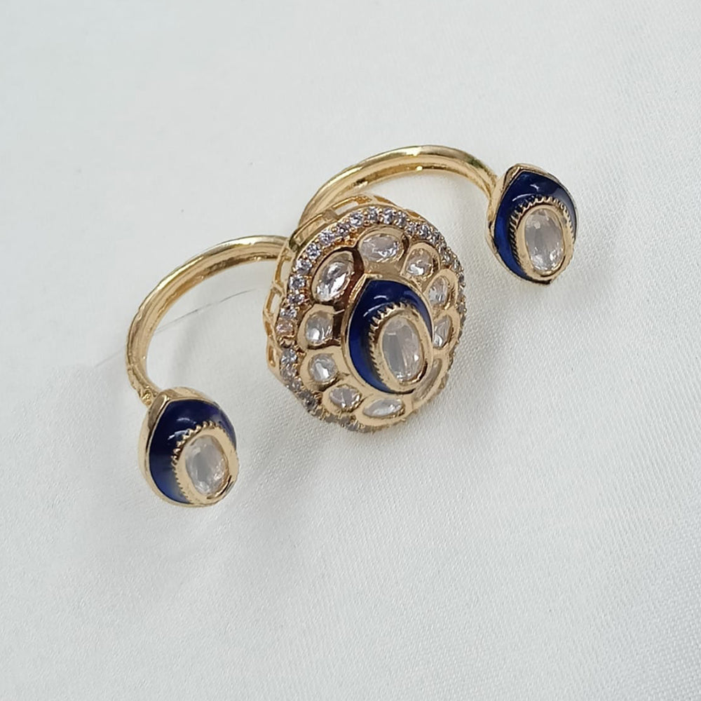 NAFJ Premium Polki Kundan And Meenakari Statement Ring