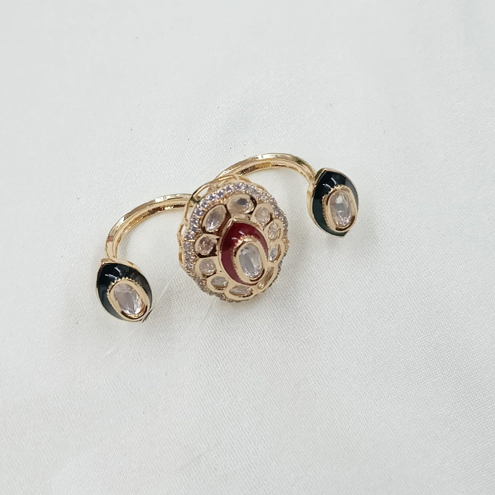 NAFJ Premium Polki Kundan And Meenakari Statement Ring