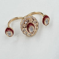 NAFJ Premium Polki Kundan And Meenakari Statement Ring