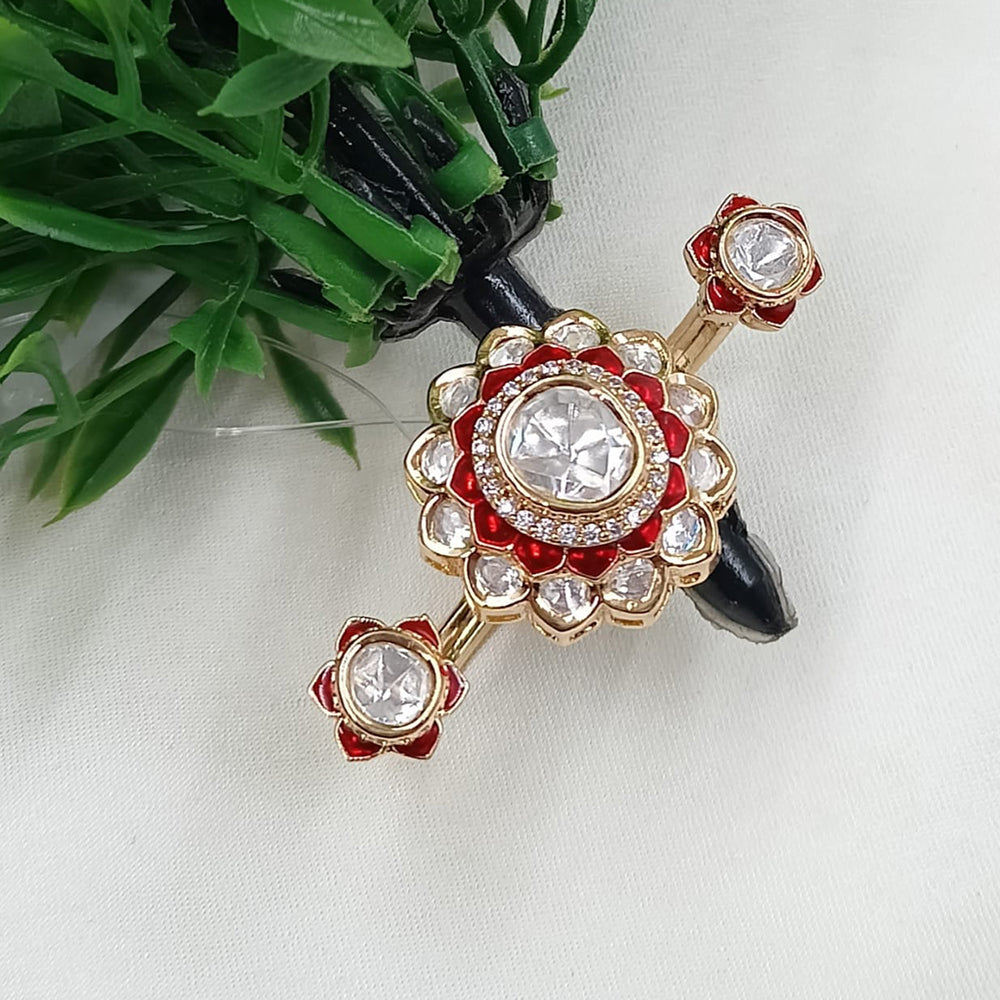NAFJ Premium Polki Kundan And Meenakari Statement Ring