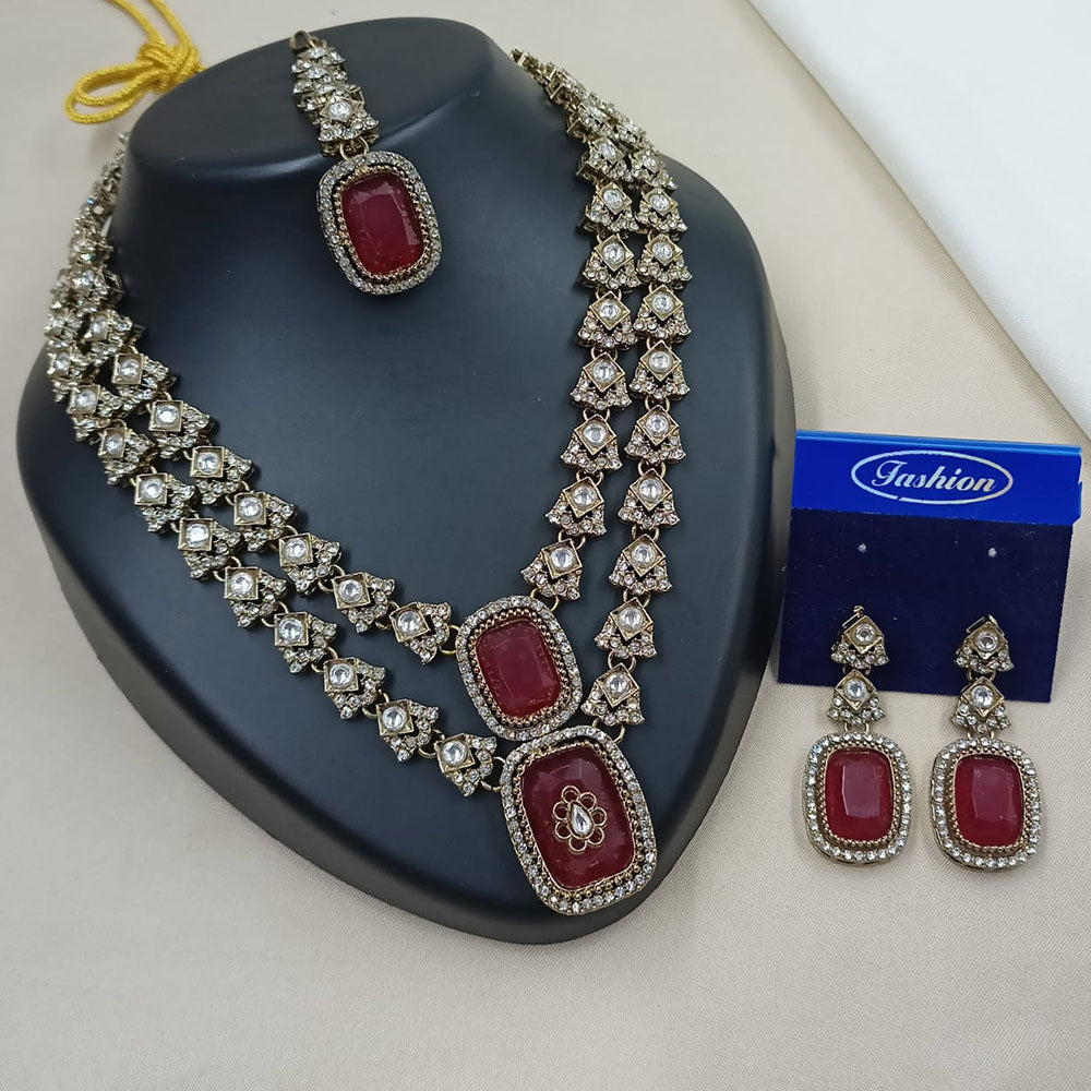 NAFJ Graceful Pota  And Austrian Stone Necklace Set