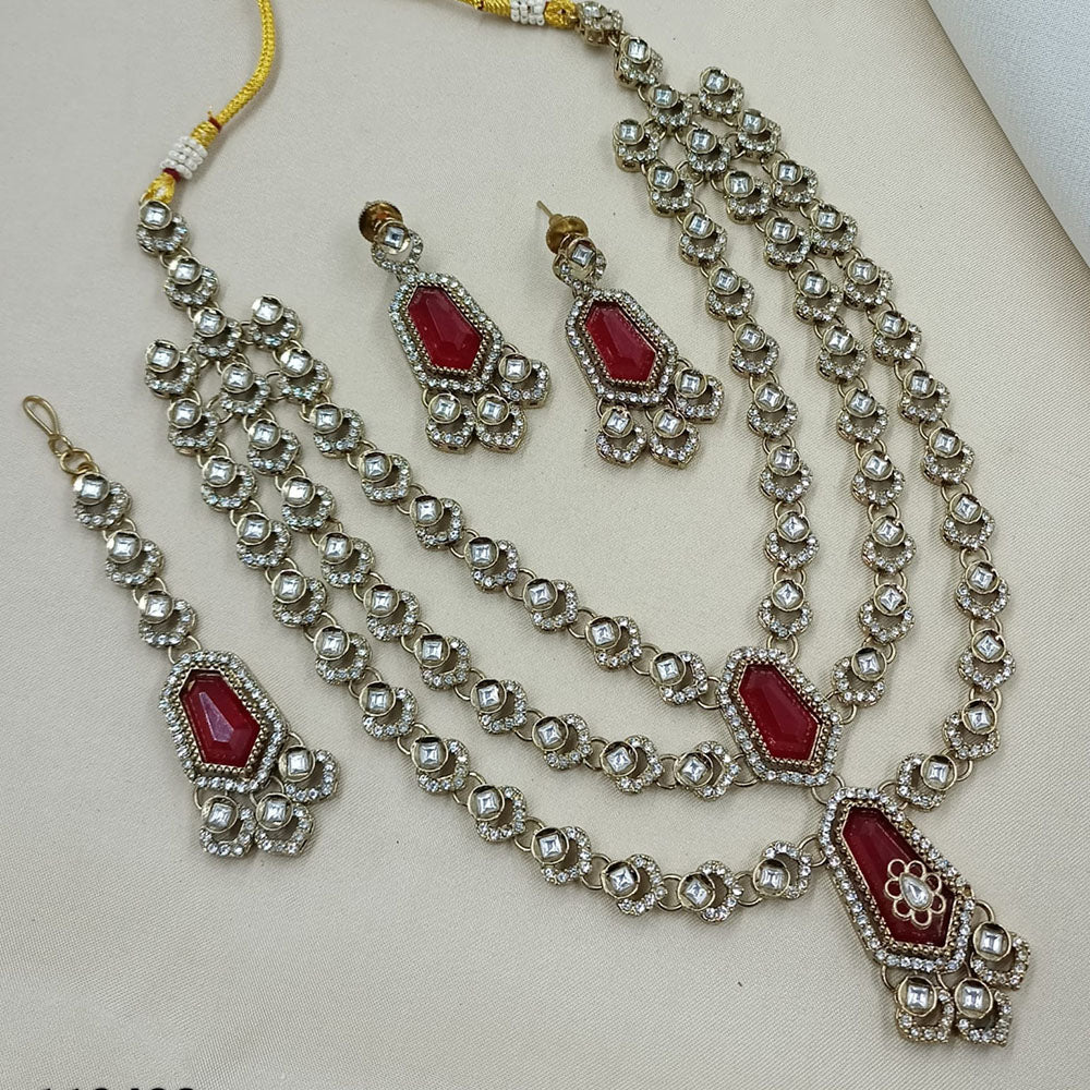 NAFJ Graceful Pota  And Austrian Stone Necklace Set