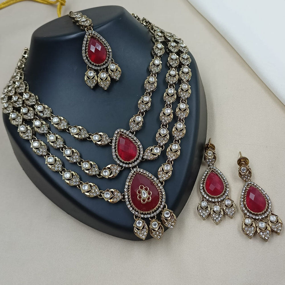 NAFJ Graceful Pota  And Austrian Stone Necklace Set