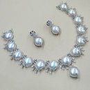 NAFJ Royal Sparkle Austrian Stone And Pearl Necklace Set
