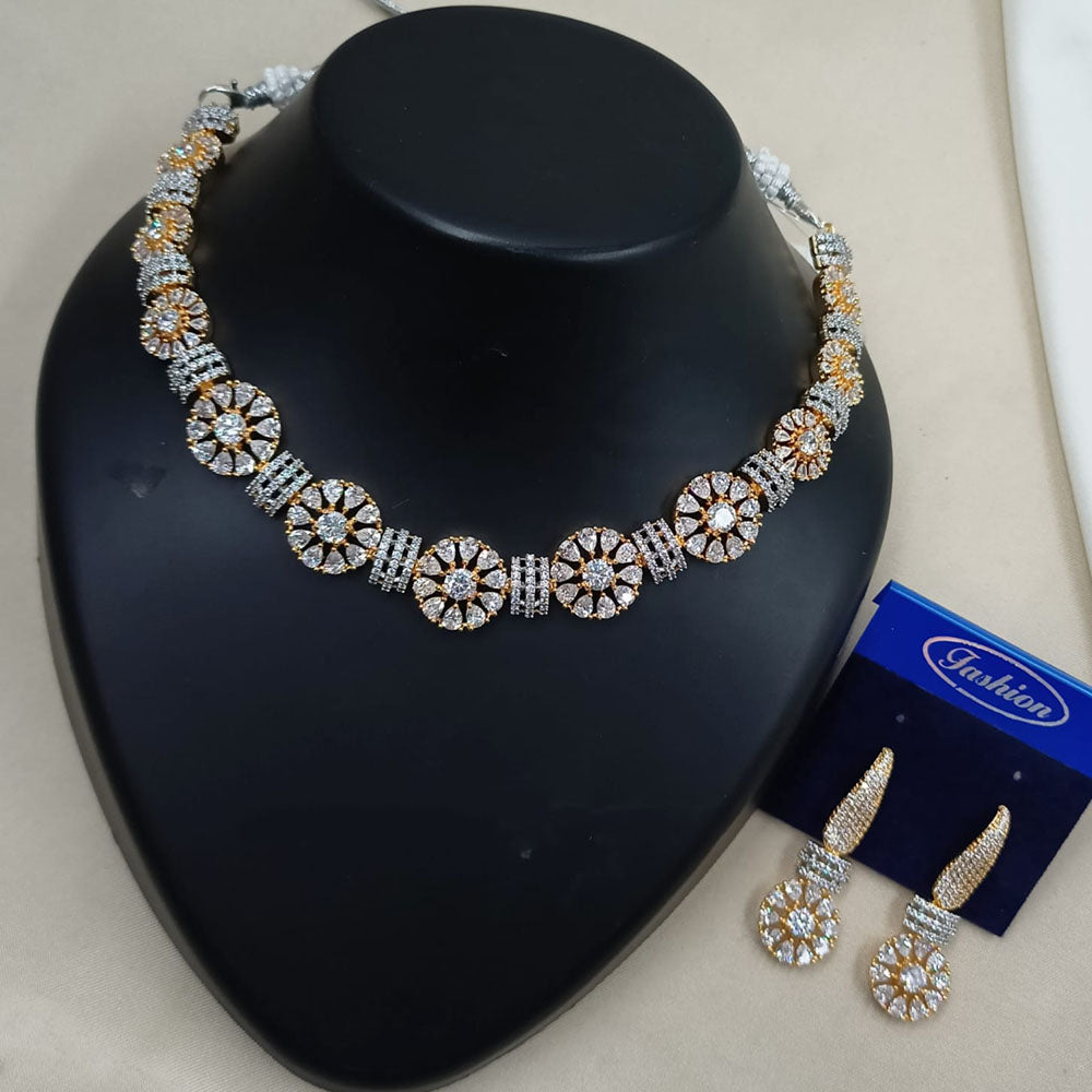 NAFJ Royal Sparkle American Daimond And Austrian Stone Necklace Set