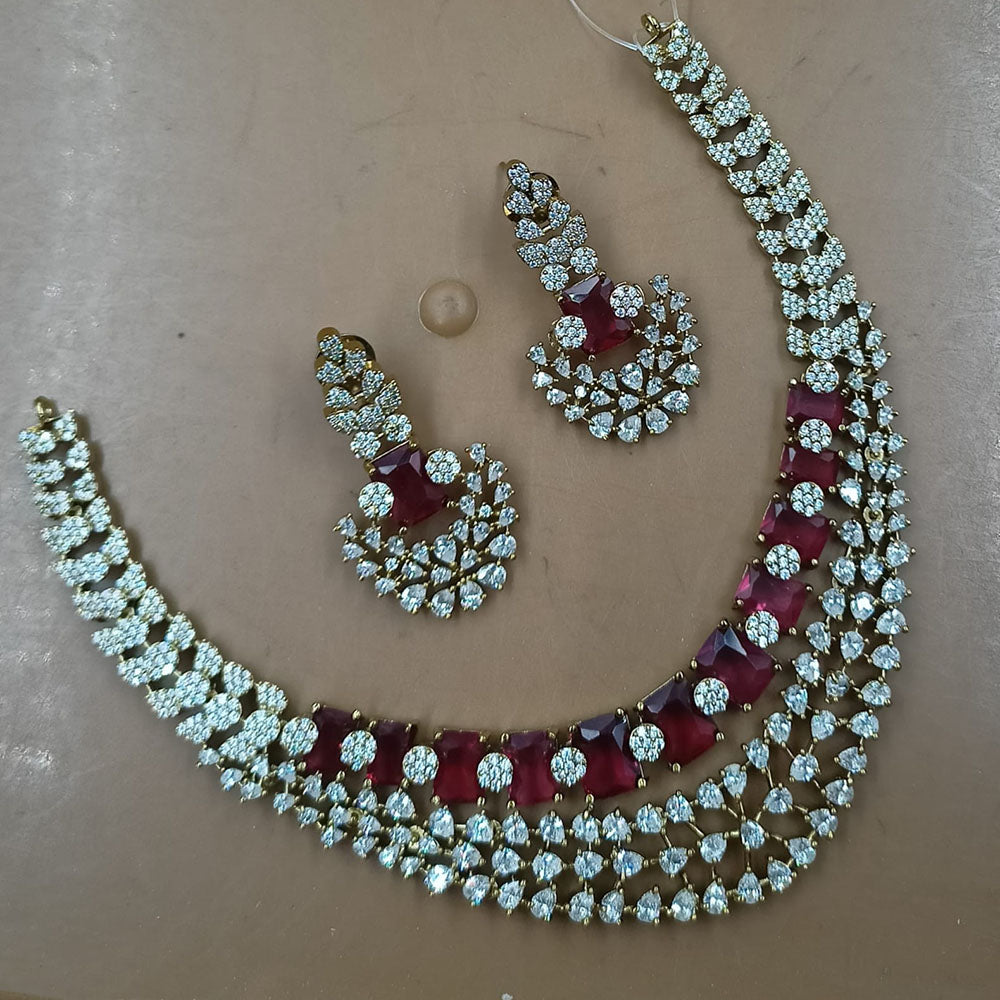 NAFJ Royal Sparkle American Daimond And Austrian Stone Necklace Set