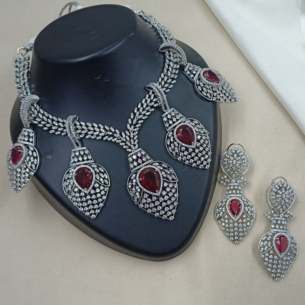 NAFJ Royal Sparkle American Daimond And Austrian Stone Necklace Set