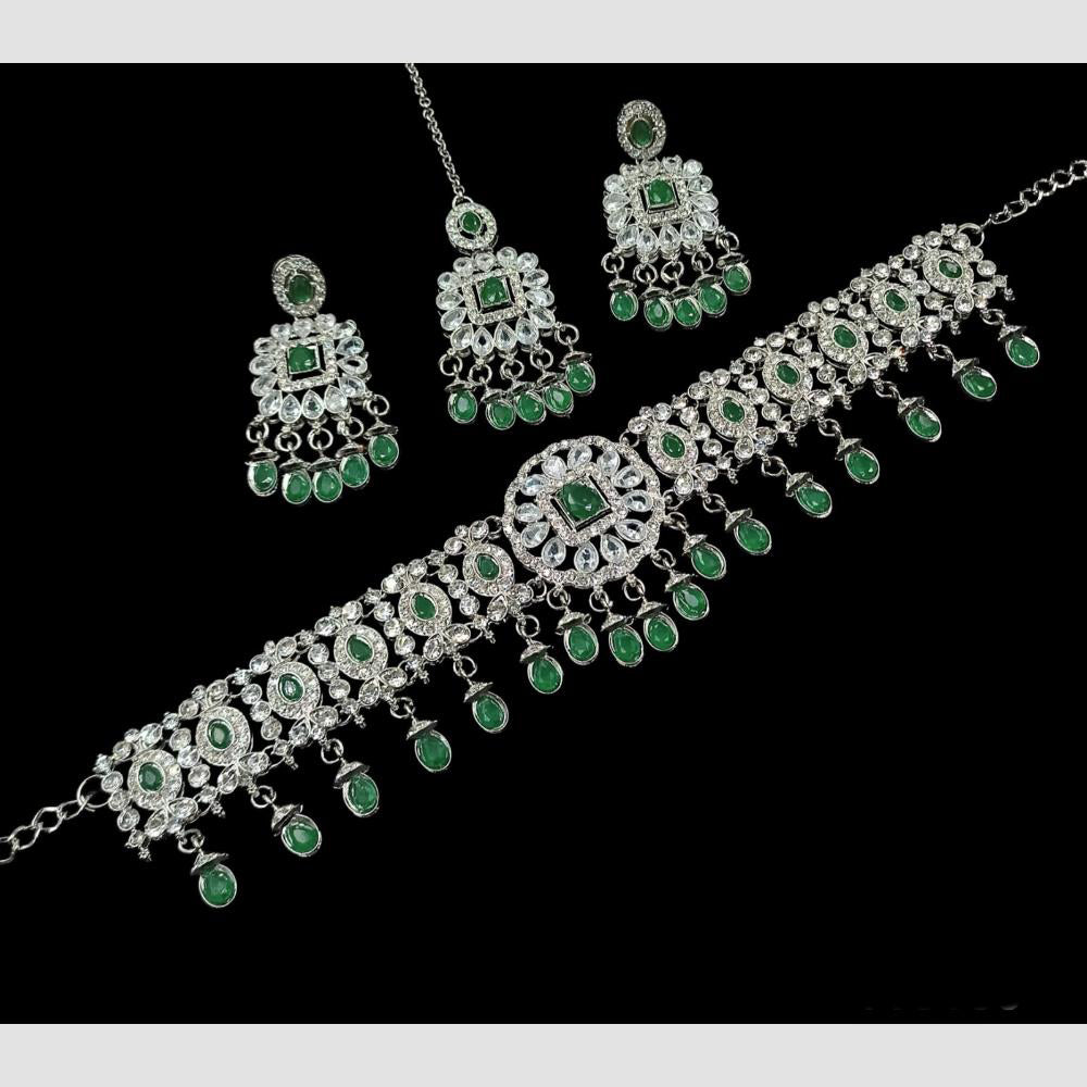 NAFJ Regal Style Crystal Stone And Austrian Stone  Choker Necklace Set