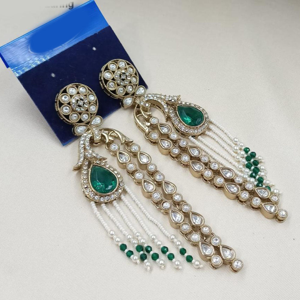 NAFJ Royal Look Kundan Stone  And Pearl Dangler Earrings