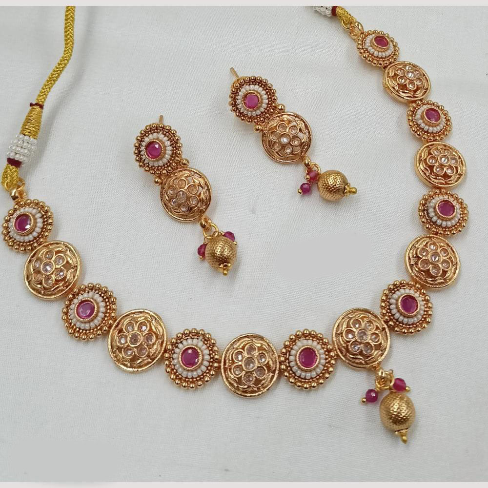 NAFJ Elegant Pota Stone And Pearl Necklace Set
