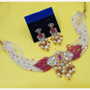 NAFJ Glam Polki Kundan Stone Pearl And Beaded Choker Necklace Set
