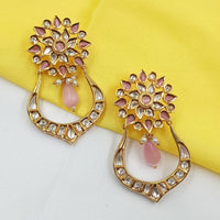 NAFJ Royal Look Polki Kundan Stone And Beads Dangler Earrings